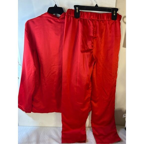 Dog Supply red faux silk pajamas set men’s medium rn#167813 Snoop Lounge - Picture 5 of 16